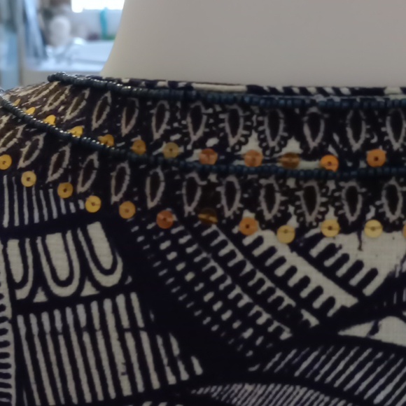 Like new Tory Burch blue and white abstract print tunic dress size 8 - Picture 5 of 11